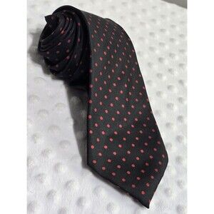 Vintage Bert Pulitzer Silk Neck Tie Black Red Polka Dots Classic Lord & Taylor